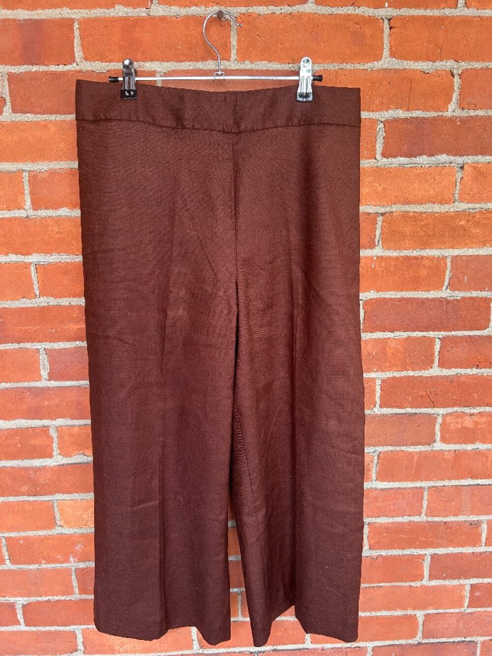 Talbots Brown Linen Wide Leg Pants 10P 22.5 Inch Inseam Never Worn Dry Clean